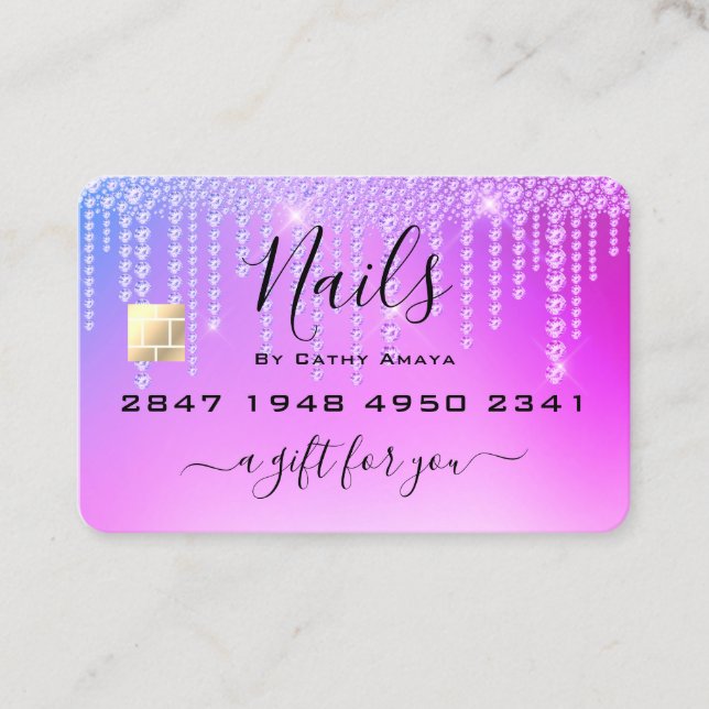 Trendy Girly Diamond Drips Purple Gift Certificate (Front)