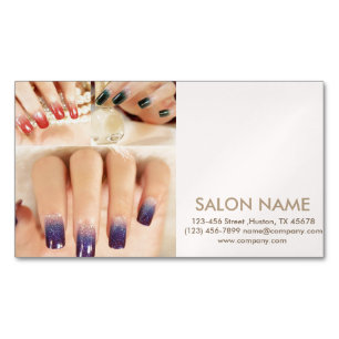 trendy girly fashion beauty SPA nail salon Magnetic Business Card