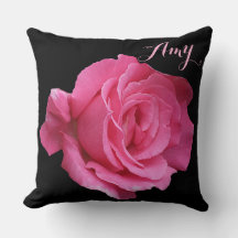 Trendy girly floral pink rose cute name Amy black 