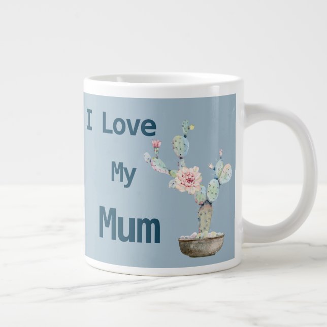 Trendy Girly I Love My Mum Large Coffee Mug (Right)
