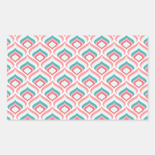 Trendy girly peacock feather shapes retro pattern rectangular sticker