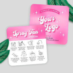 Trendy Girly Pink Groovy Spray Tan Aftercare Cards