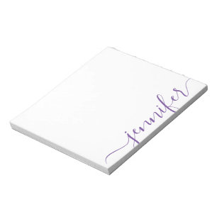 Trendy Girly Script Name, Personalised Purple Notepad