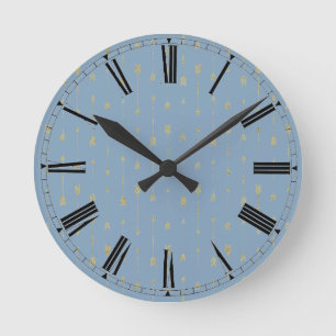 Trendy Glacier Blue & Gold Boho Arrows   Round Clock