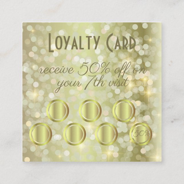 Trendy Glam Gold Shiny Sparkling Makeup & Hair Loyalty Card (Back)