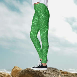 Trendy Glam Irish Green Sparkle Shimmer Glitter Leggings