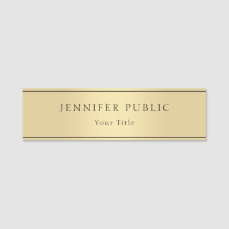 Trendy Glamorous Gold Look Modern Template Name Tag