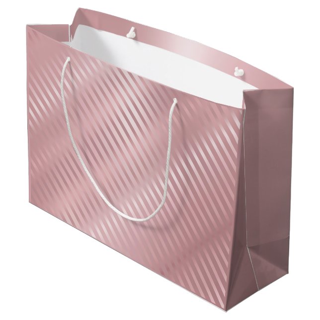Trendy Glamour Elegant Modern Rose Gold Template Large Gift Bag (Back Angled)