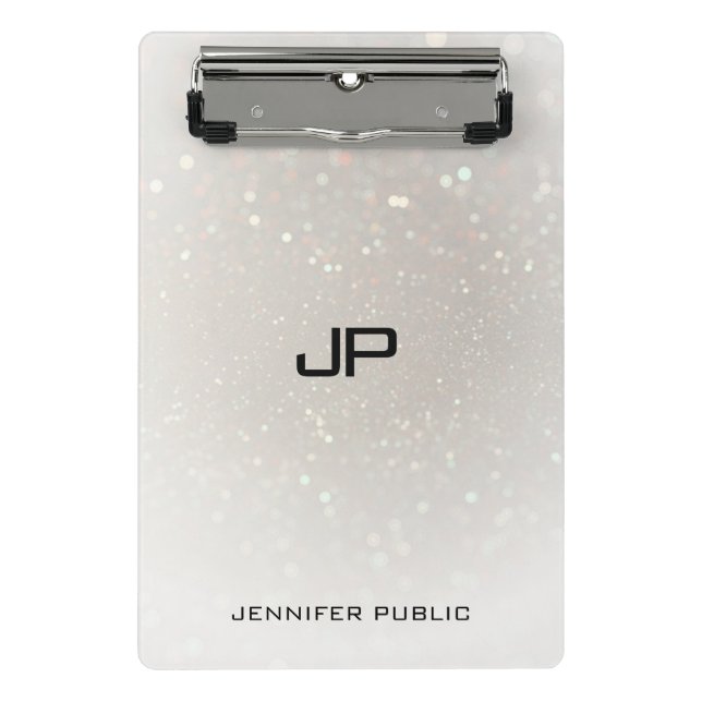Trendy Glamour Monogram Elegant Template Modern Mini Clipboard (Front)