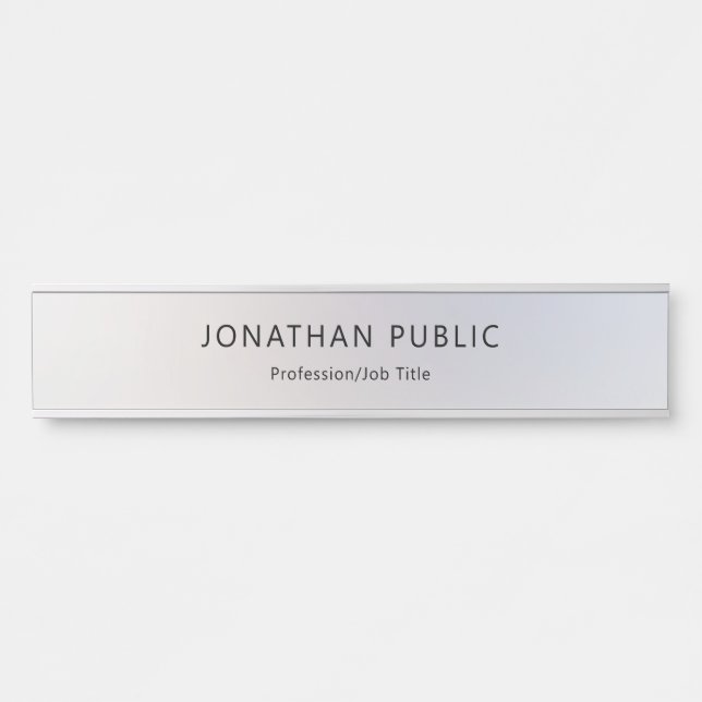 Trendy Glamour Silver Look Elegant Modern Template Door Sign (Front)