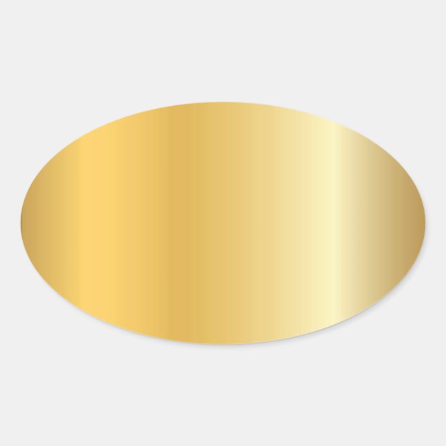 Trendy Glamourous Gold Look Blank Modern Elegant Oval Sticker (Front)