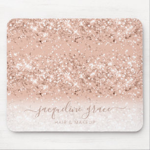 Trendy Glitter Blush Pink Rose Gold Makeup Hair Mouse Pad