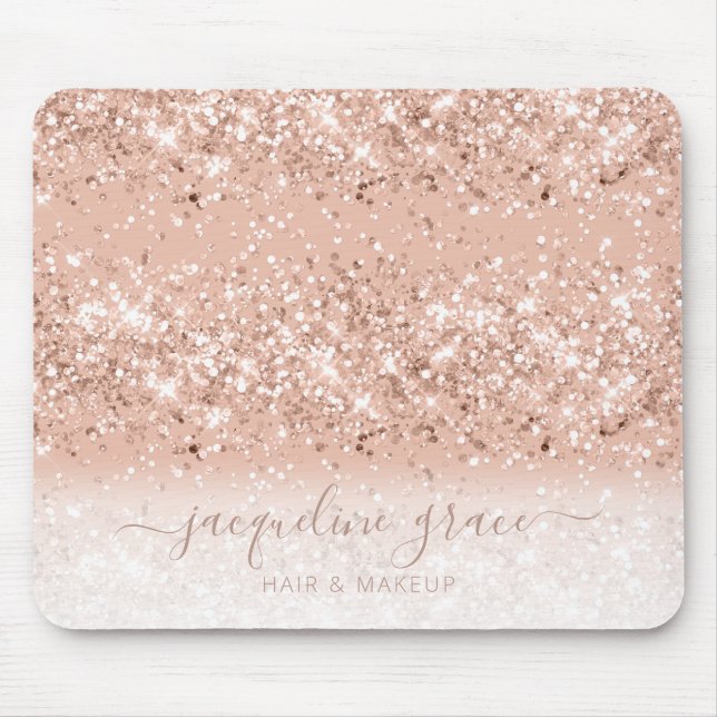 Trendy Glitter Blush Pink Rose Gold Makeup Hair Mouse Pad (Front)