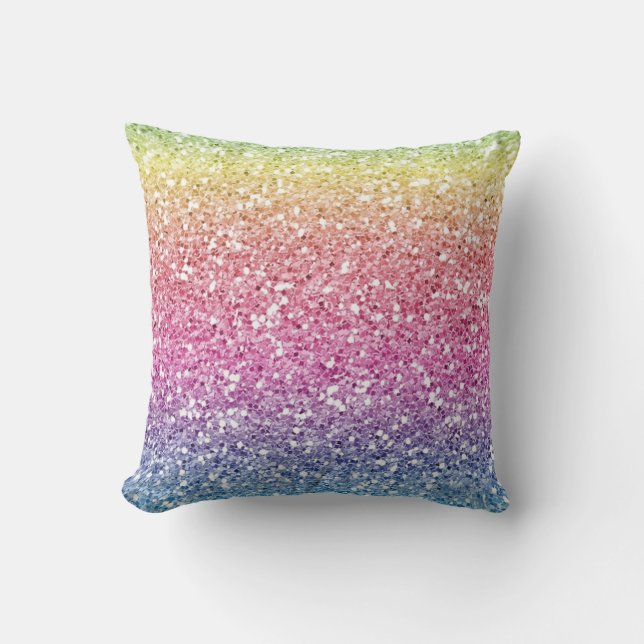 Trendy Glitter Colourful Ombre Cushion (Front)