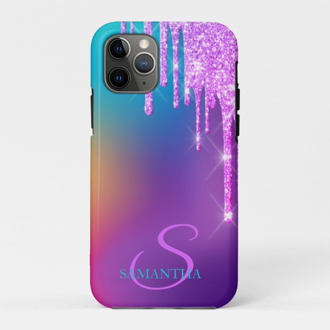 Trendy Glitter Drips Ombre Holographic Case-Mate iPhone Case (Back)