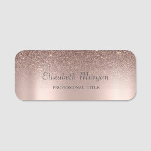 Trendy Glitter Drips,Rose Gold Name Tag