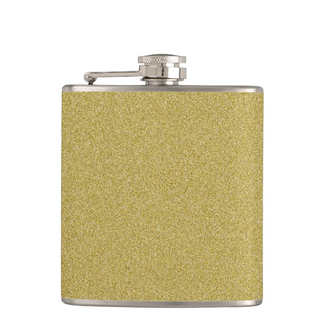 Trendy Glitter Gold Hip Flask (Front)