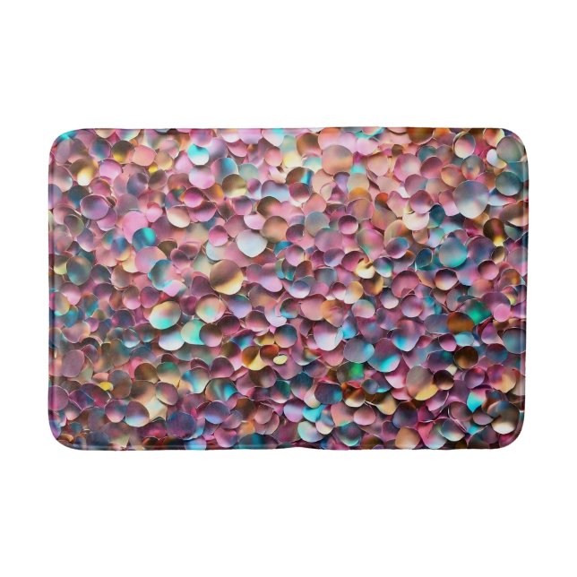 Trendy Glitter Opal Holographic Collection Bath Mat (Front)