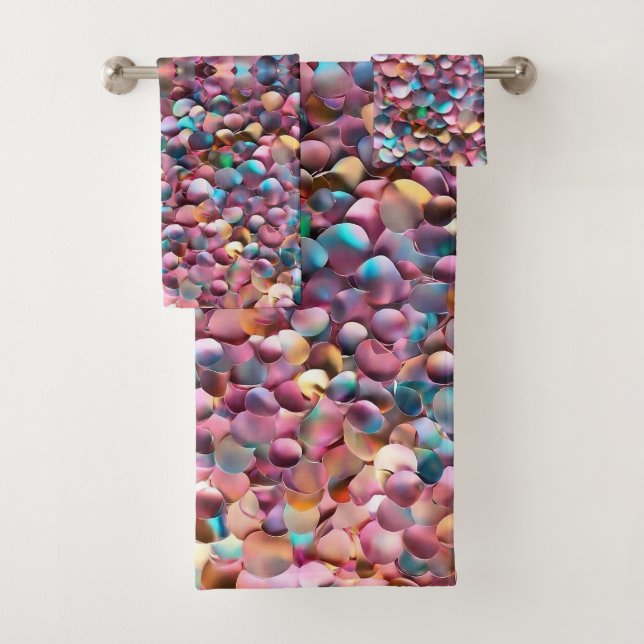 Trendy Glitter Opal Holographic Collection Bath Towel Set (Insitu)