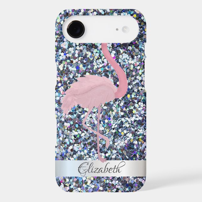 Trendy  Glitter Pink Flamingo- Personalised Case-Mate iPhone Case (Back)