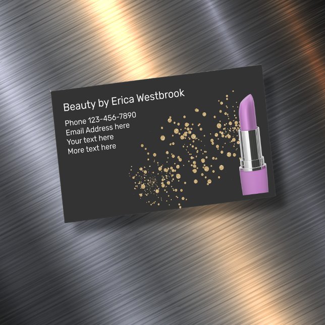 Trendy Glitzy Beauty Fashion Lipstick  Magnetic Business Card (Creator Uploaded)
