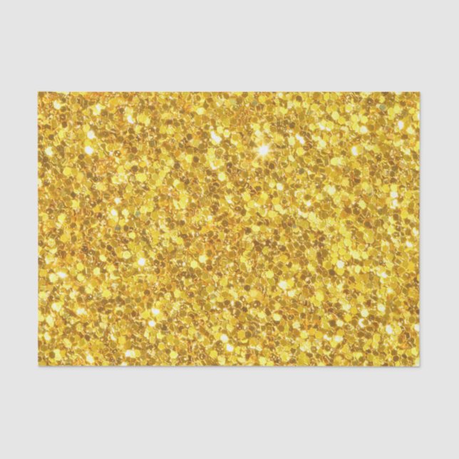 Trendy Gold And White Sparkling Glitter Tissue Paper (Front)