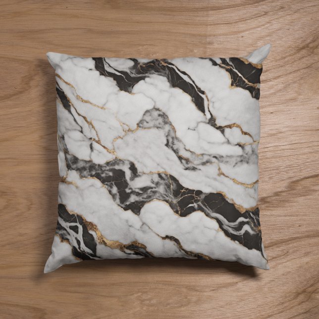 Trendy Gold Black and White Marble Cushion (Creator Uploaded)