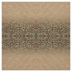 Trendy Gold & black Glitter Ombre Leopard Print Fabric