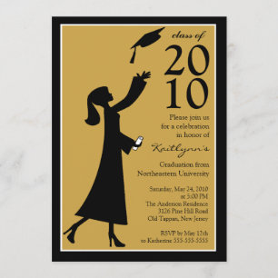 Trendy Gold & Black Graduation Invitation