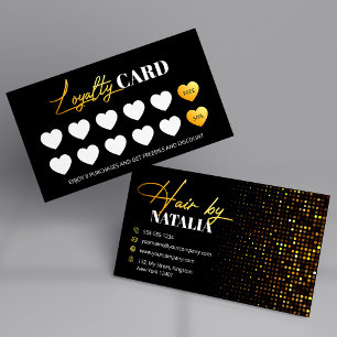 Trendy Gold Black Sparkle Hairstylist Reward Loyalty Card