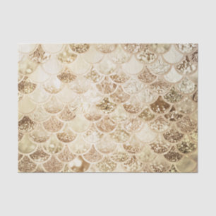 Trendy Gold Blush Ombre Glitter Mermaid Fish Scale Tissue Paper