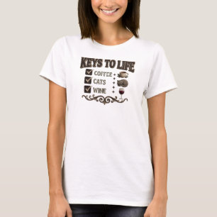 Trendy Gold COFFEE THEN WINE Art Composition T-Shirt