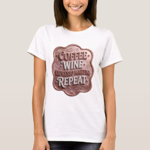 Trendy Gold COFFEE WINE ESPRESSO MARTINI REPEAT T-Shirt