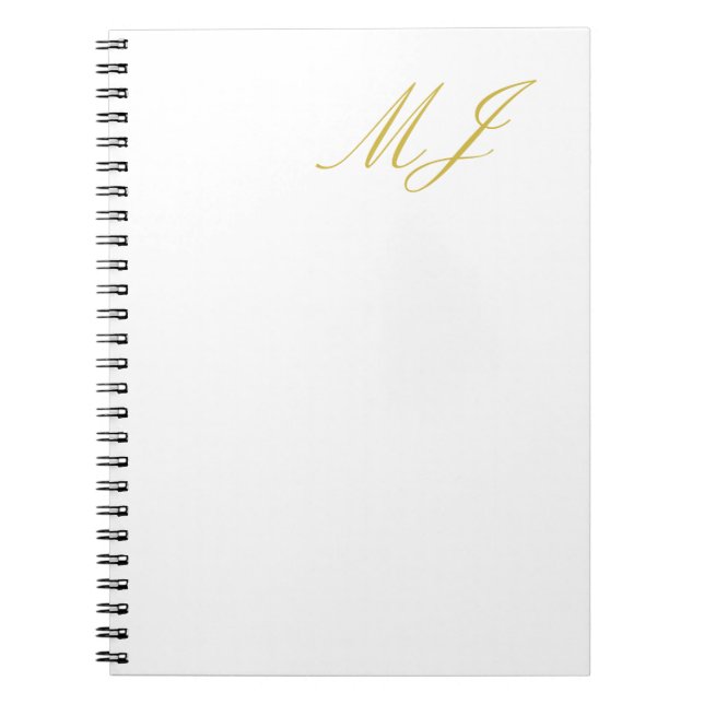 Trendy Gold Colour Monogram Minimalist Modern Notebook (Front)
