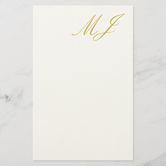 Trendy Gold Colour Monogram Minimalist Modern Stationery (Front)