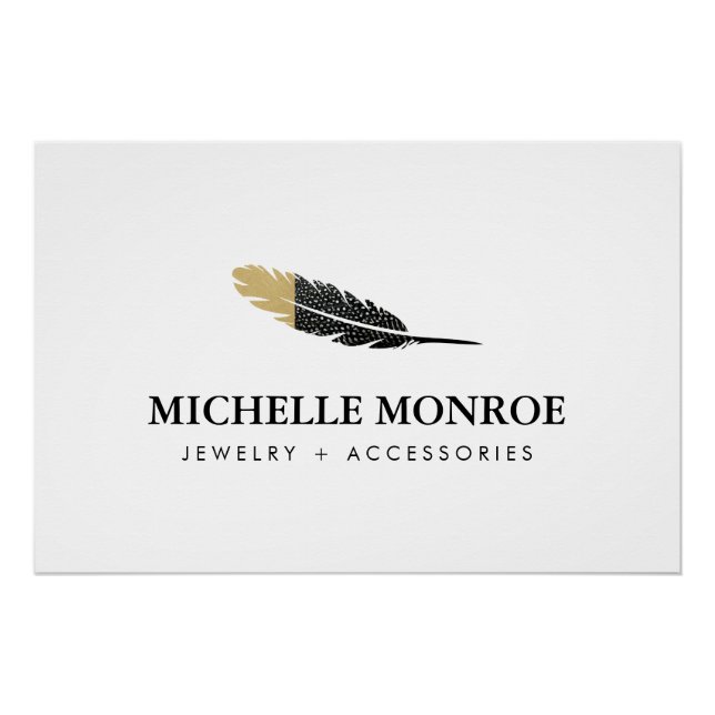 Trendy Gold Dipped Boho Feather Logo Download Poster (Front)