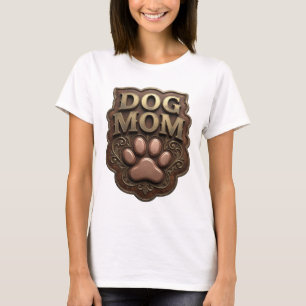 Trendy Gold DOG MOM Statement Design T-Shirt