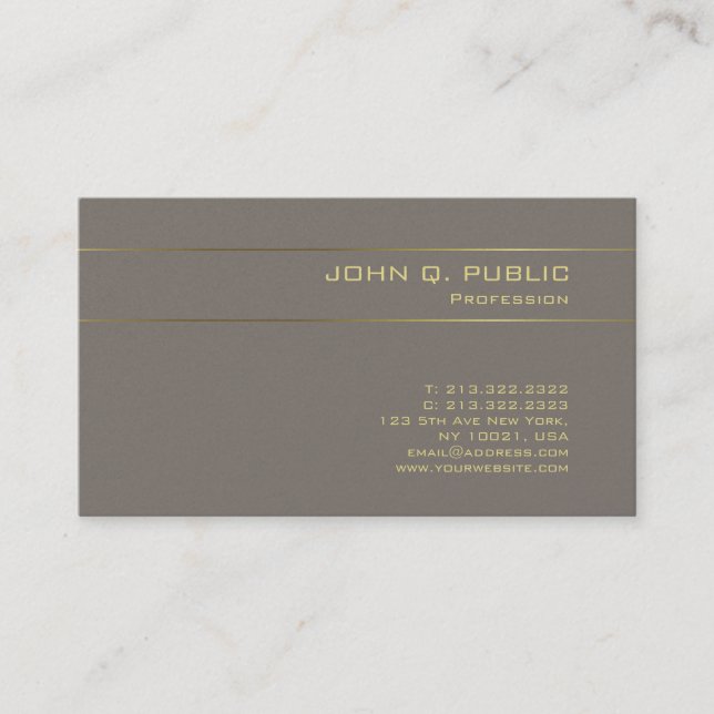 Trendy Gold Effect Sophisticated Plain Luxury Business Card (Front)