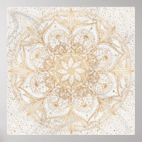 Trendy Gold Floral Mandala Marble Design