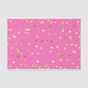 Trendy Gold Foil Confetti Hot Pink Tissue Paper