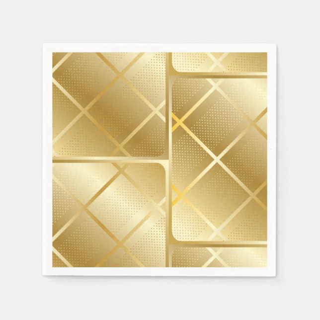 Trendy Gold Geometric Pattern Golden Stylish Art Napkin (Front)