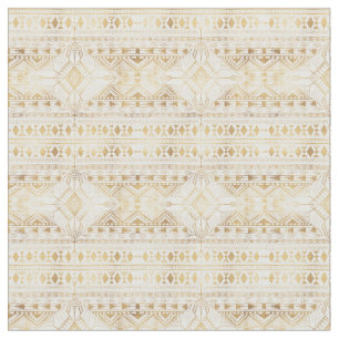 Trendy Gold Geometric Tribal Aztec Pattern Fabric