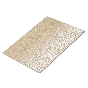 Trendy Gold Glitter and Leopard Print Gradient Notepad