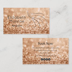 Trendy Gold Glitter Hair Salon Business Card
