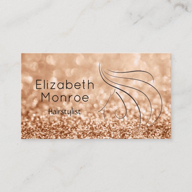 Trendy Gold Glitter Hair Salon Business Card (Front)