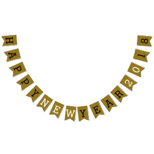 Trendy  Gold Glitter Happy New Year Bunting