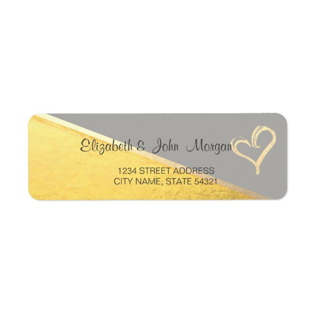 Trendy  Gold Glitter Heart  Address Label Return Address Label (Front)