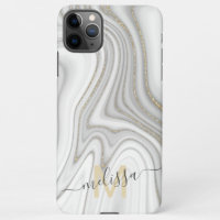 Trendy gold glitter sparkle marble name monogram