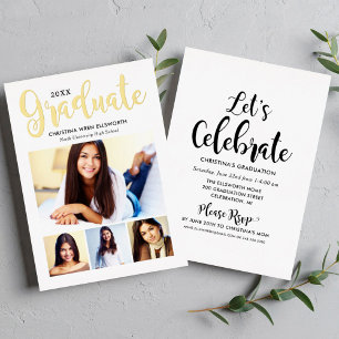 Trendy Gold Graduate Multi Photo Grad Party