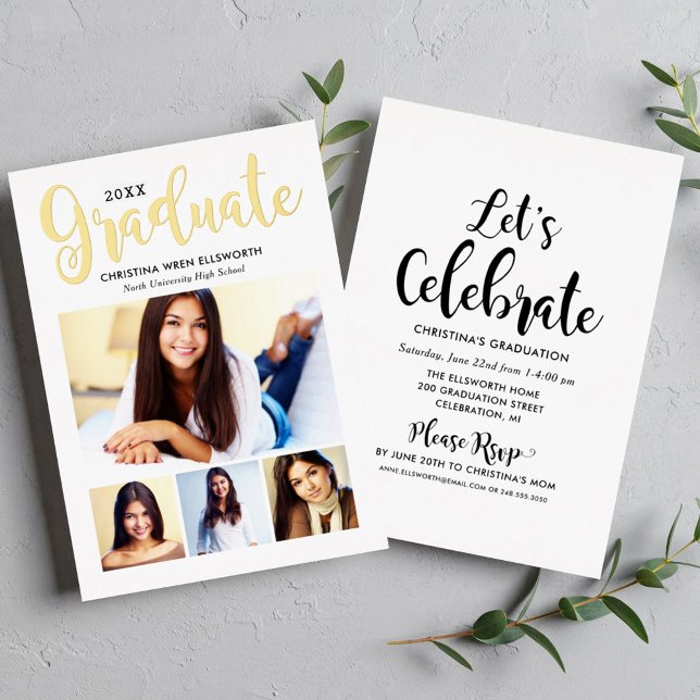 Trendy Gold Graduate Multi Photo Grad Party (Creator Uploaded)